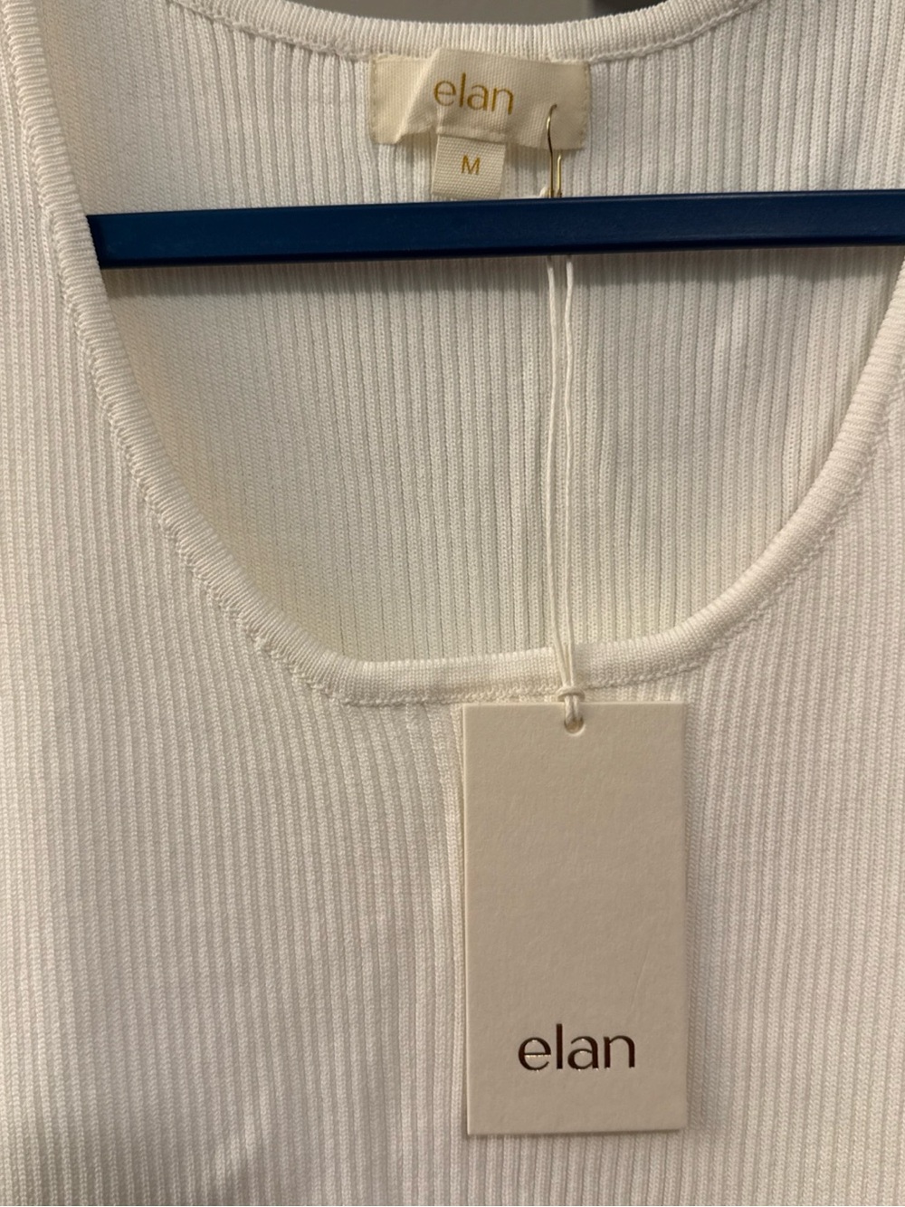 Elan White Mixed media design with ribbed knit bodice and eyelet skirt sizeM NWT - Picture 5 of 9